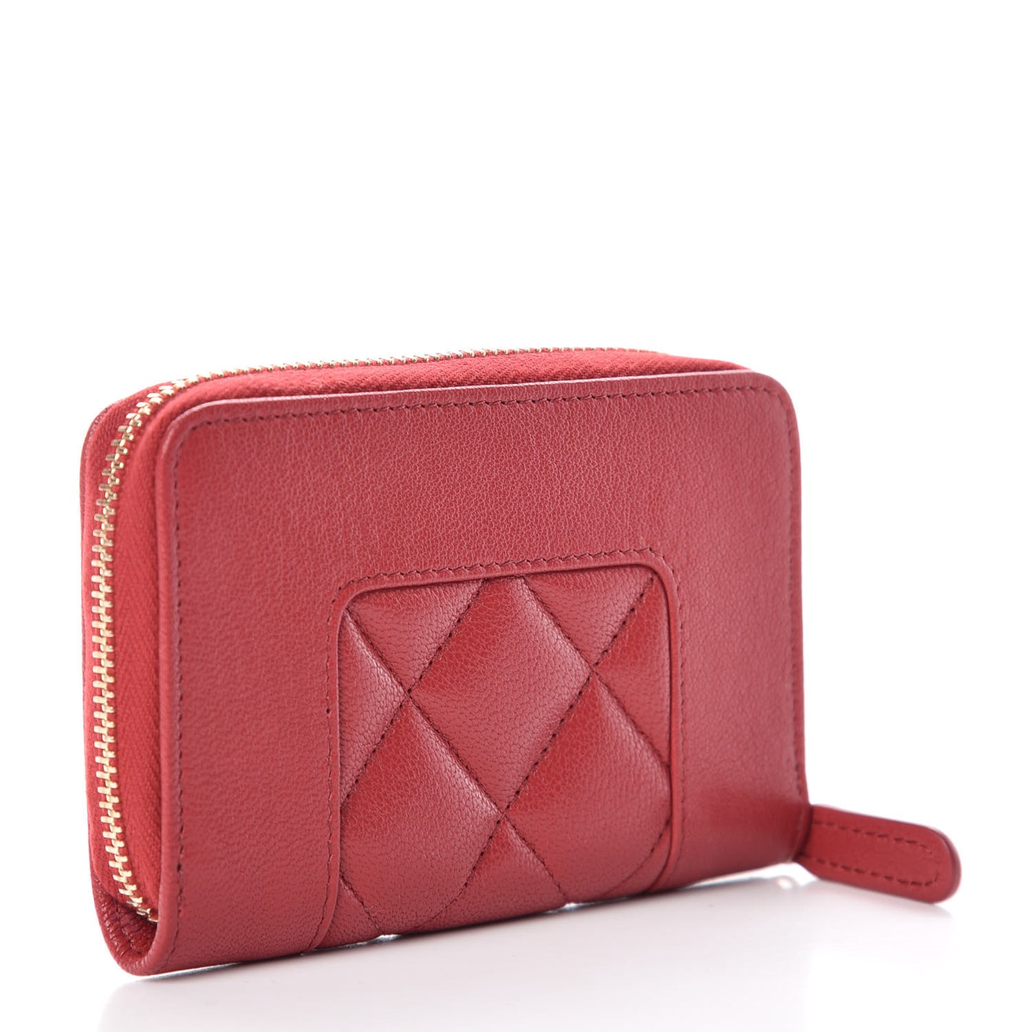 Sheepskin Quilted Mademoiselle Vintage Zip Coin Purse Red