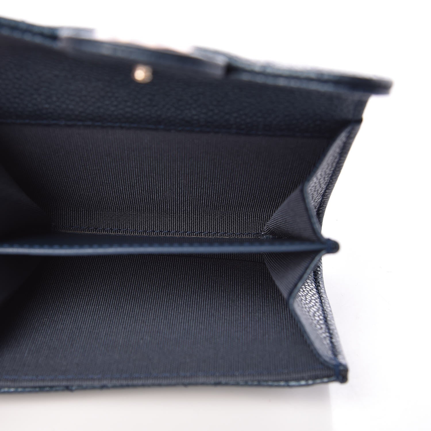 Chanel Metallic Caviar Quilted Flap Card Holder Wallet Dark Blue 5 of 9