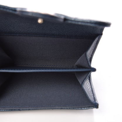 Chanel Metallic Caviar Quilted Flap Card Holder Wallet Dark Blue 5 of 9