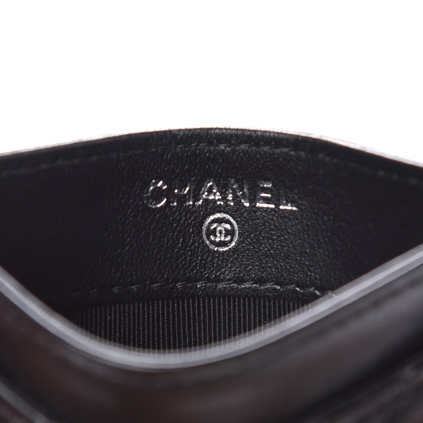 Lambskin Chevron Quilted Card Holder Black