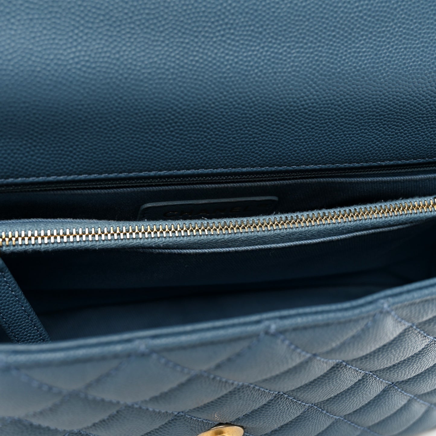 Caviar Quilted Small Coco Handle Flap Blue