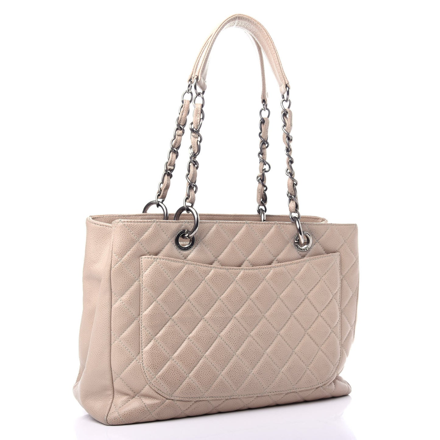 Caviar Quilted Grand Shopping Tote GST Beige Clair