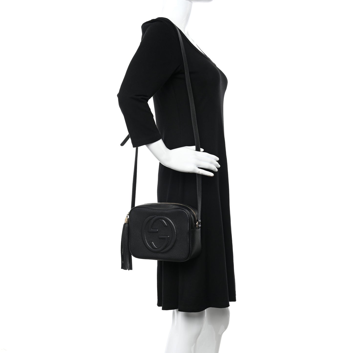 Pebbled Calfskin Small Soho Disco Bag Black