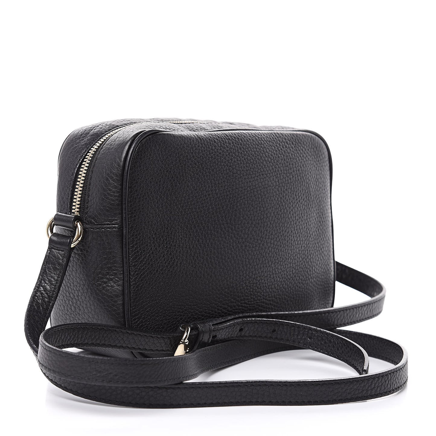 Pebbled Calfskin Small Soho Disco Bag Black