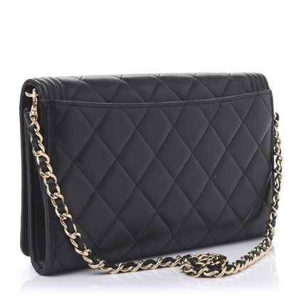 Chanel Lambskin Quilted Boy Wallet On Chain WOC Black 3 of 13