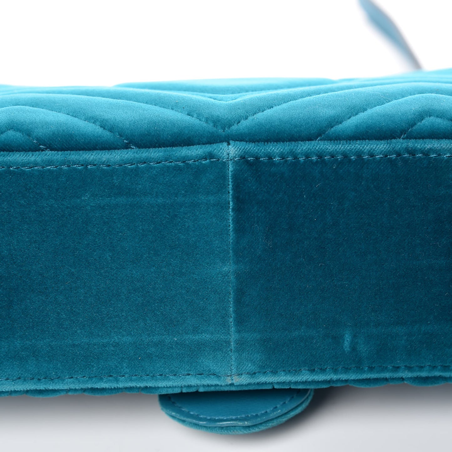 Velvet Matelasse Small GG Marmont Shoulder Bag Pavone Cyan