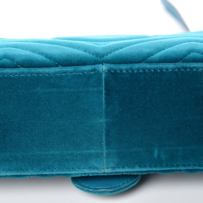 Gucci Velvet Matelasse Small GG Marmont Shoulder Bag Pavone Cyan 17 of 20