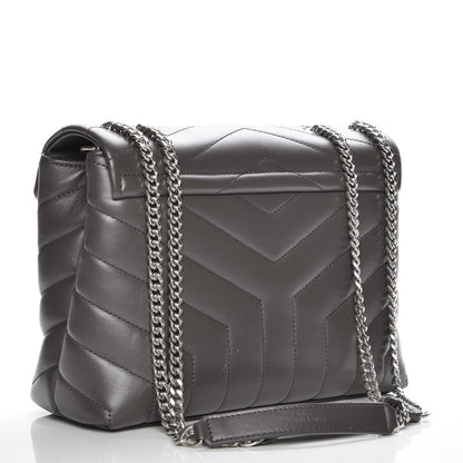 Saint Laurent Calfskin Y Quilted Monogram Small Loulou Chain Satchel Earth 3 of 7