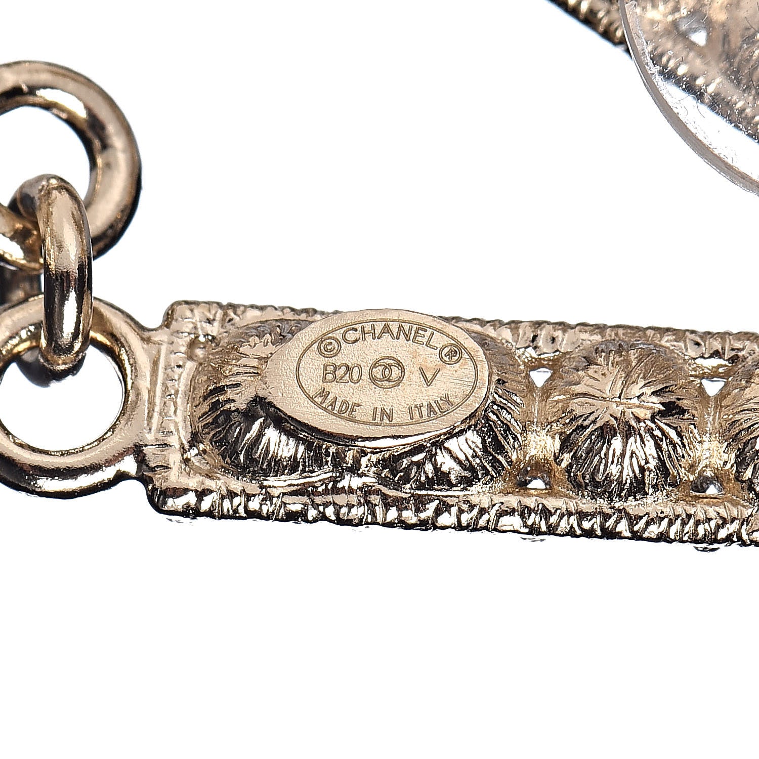 Chanel Crystal Cha-Nel Logo Drop Earrings Gold 4 of 5
