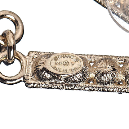 Chanel Crystal Cha-Nel Logo Drop Earrings Gold 4 of 5