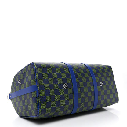 Louis Vuitton Damier Heritage Keepall Bandouliere 50 Blue Green 3 of 8