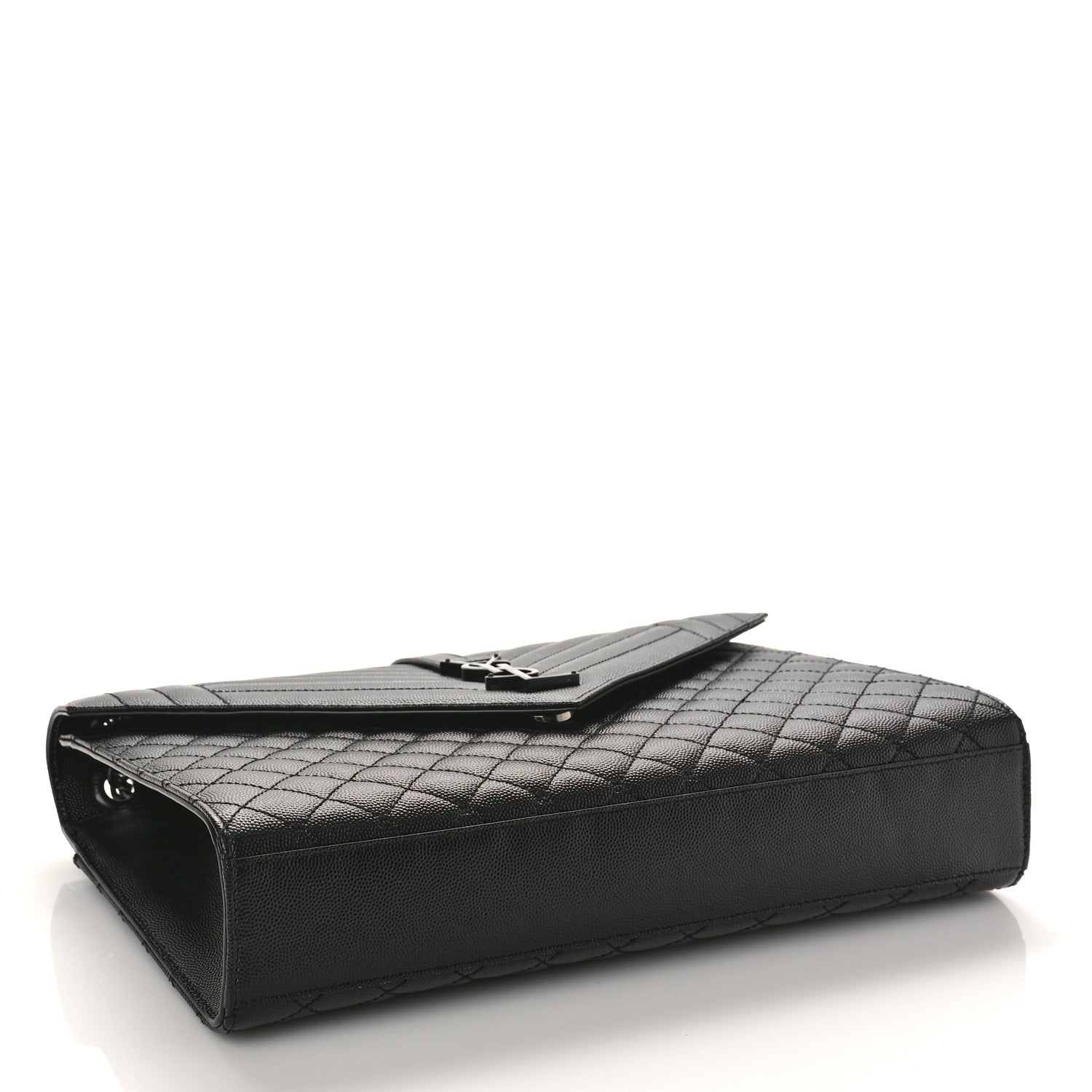 Saint Laurent Grain De Poudre Textured Mixed Matelasse Large Triquilt Monogram Monochrome Satchel Black 3 of 7