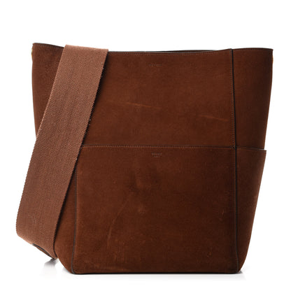 Celine Suede Calfskin Sangle Bucket Bag Chestnut 1 of 10