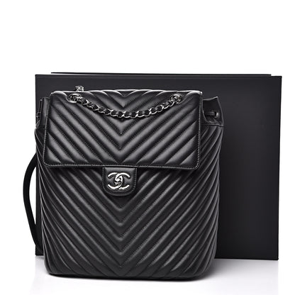 Chanel Calfskin Chevron Quilted Large Urban Spirit Backpack Black 15 of 15