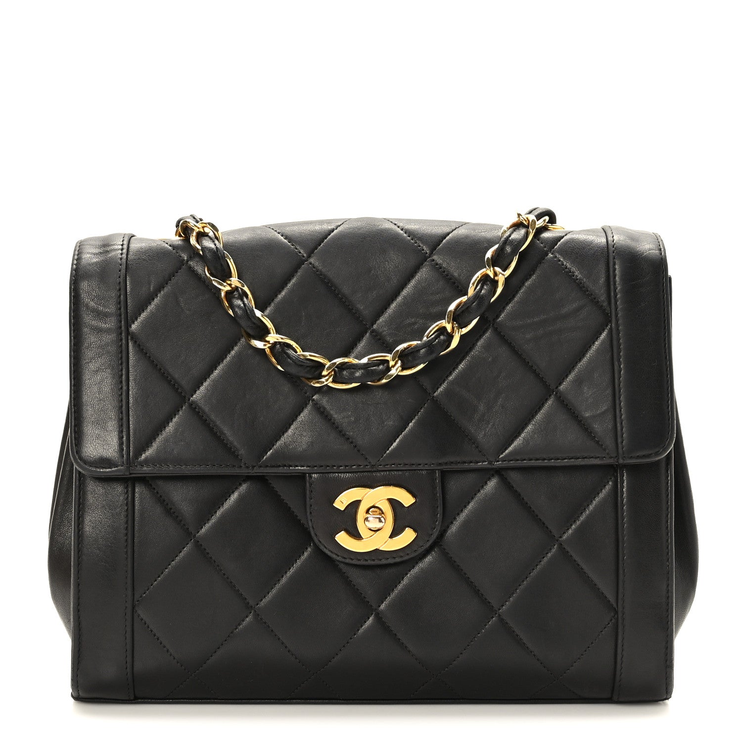 Chanel Lambskin Quilted Mini Square Shoulder Flap Bag Black 1 of 10