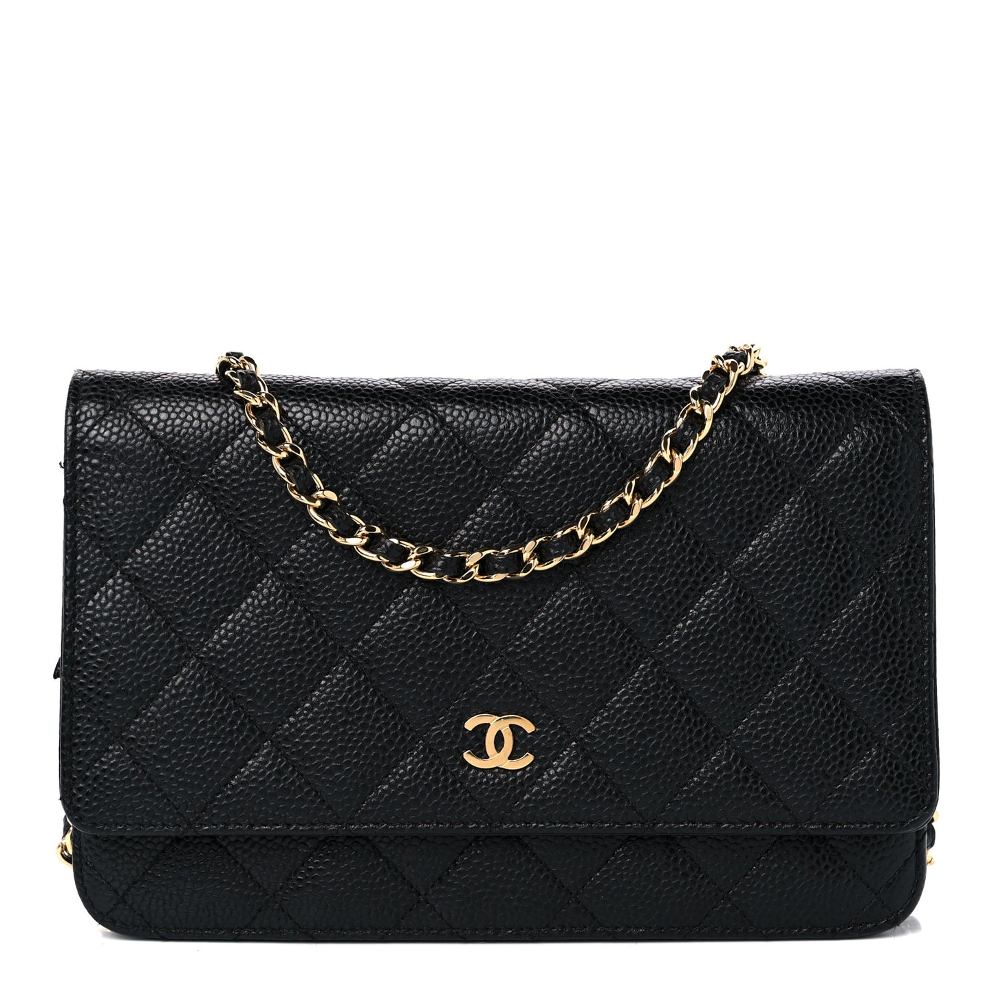 Caviar Quilted Wallet on Chain WOC Black