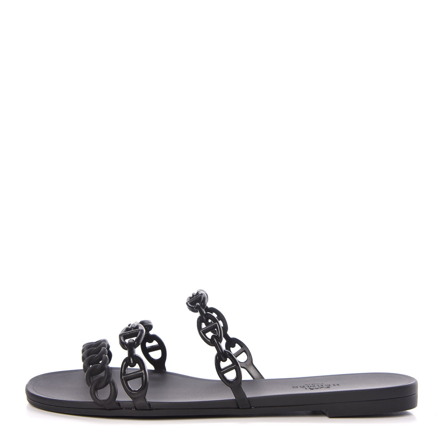 Hermes Rubber Chaine d'Ancre Rivage Sandals 37 Black 1 of 8