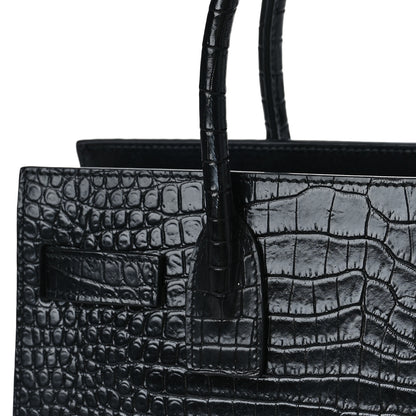 Saint Laurent Calfskin Crocodile Embossed Baby Sac De Jour Black 9 of 18