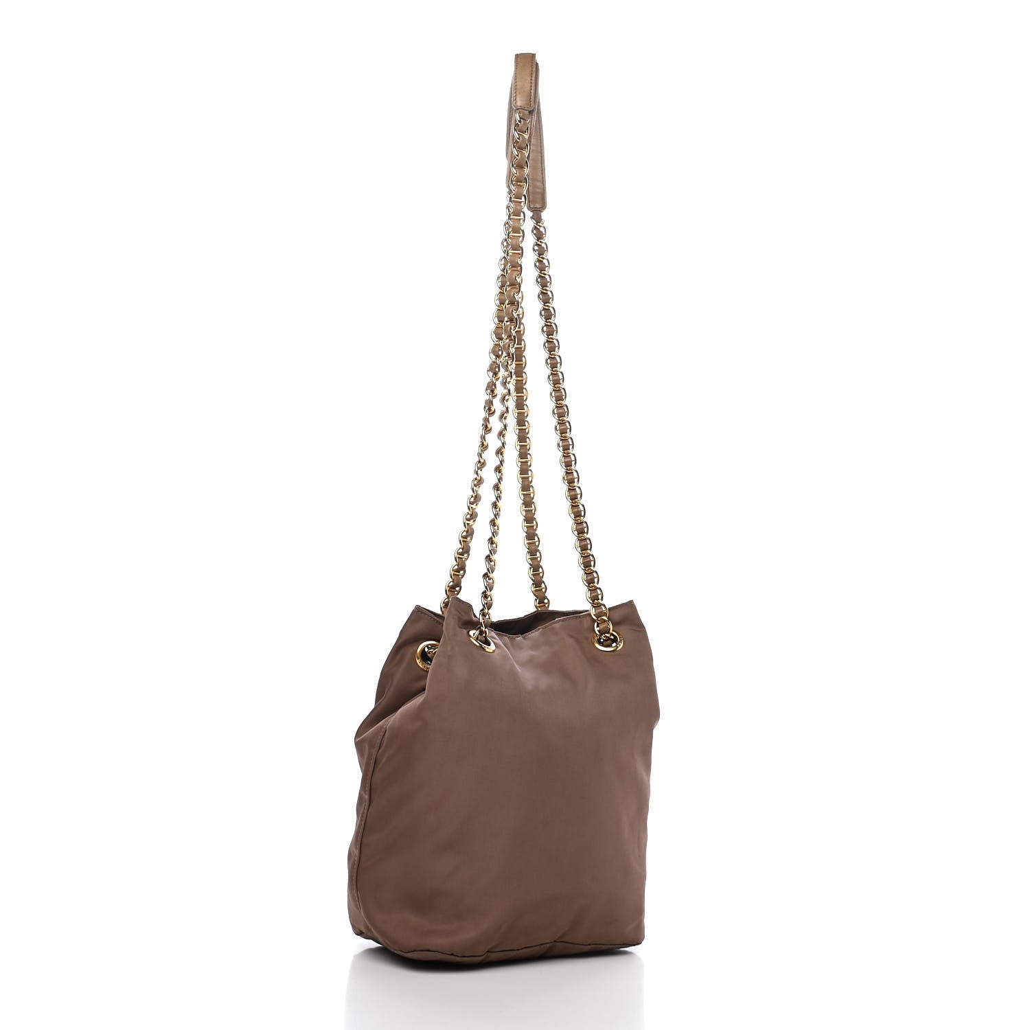 Prada Tessuto Nylon Chain Shoulder Bag Brown 7 of 23