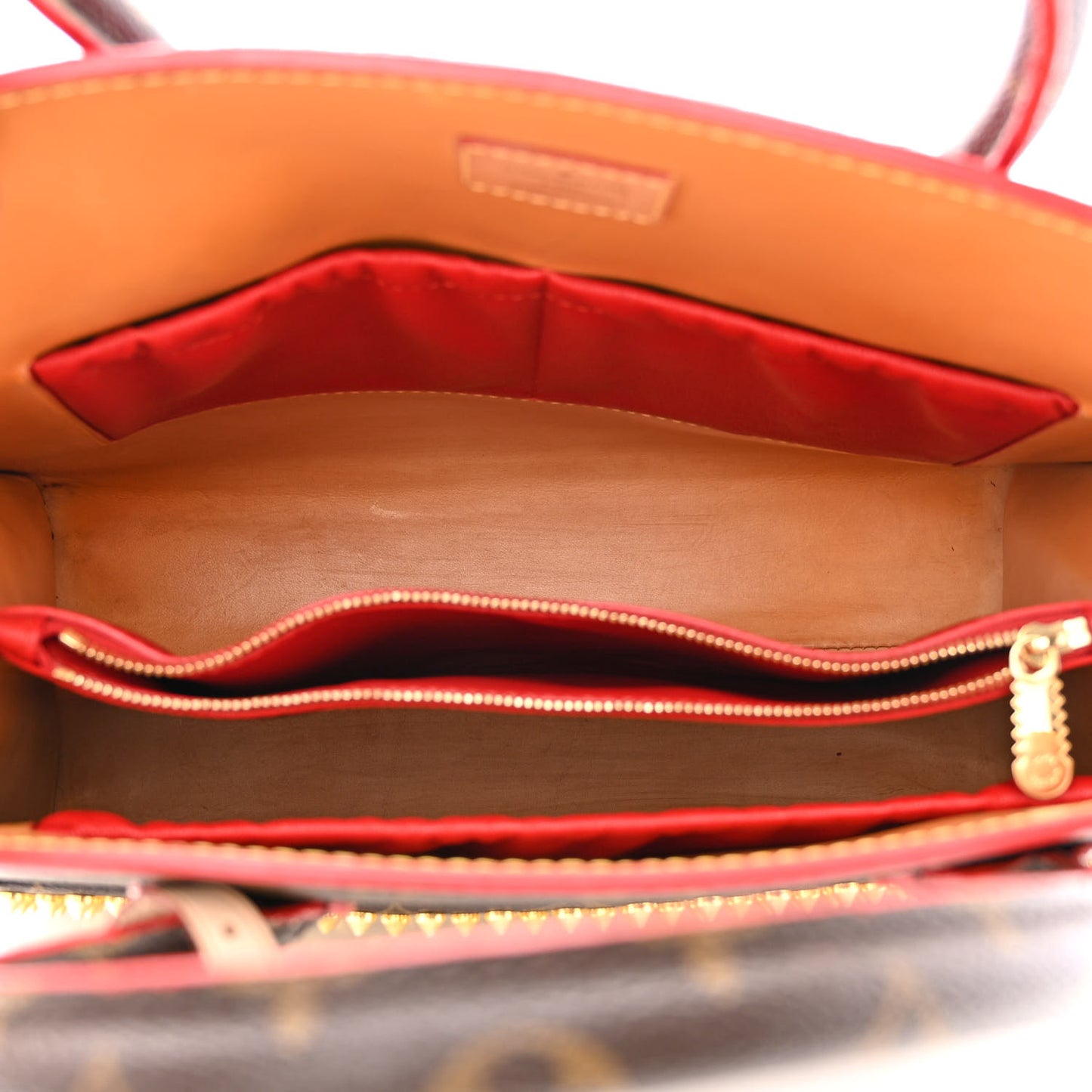 Monogram Calf Hair Spikes Iconoclasts Christian Louboutin Tote Red