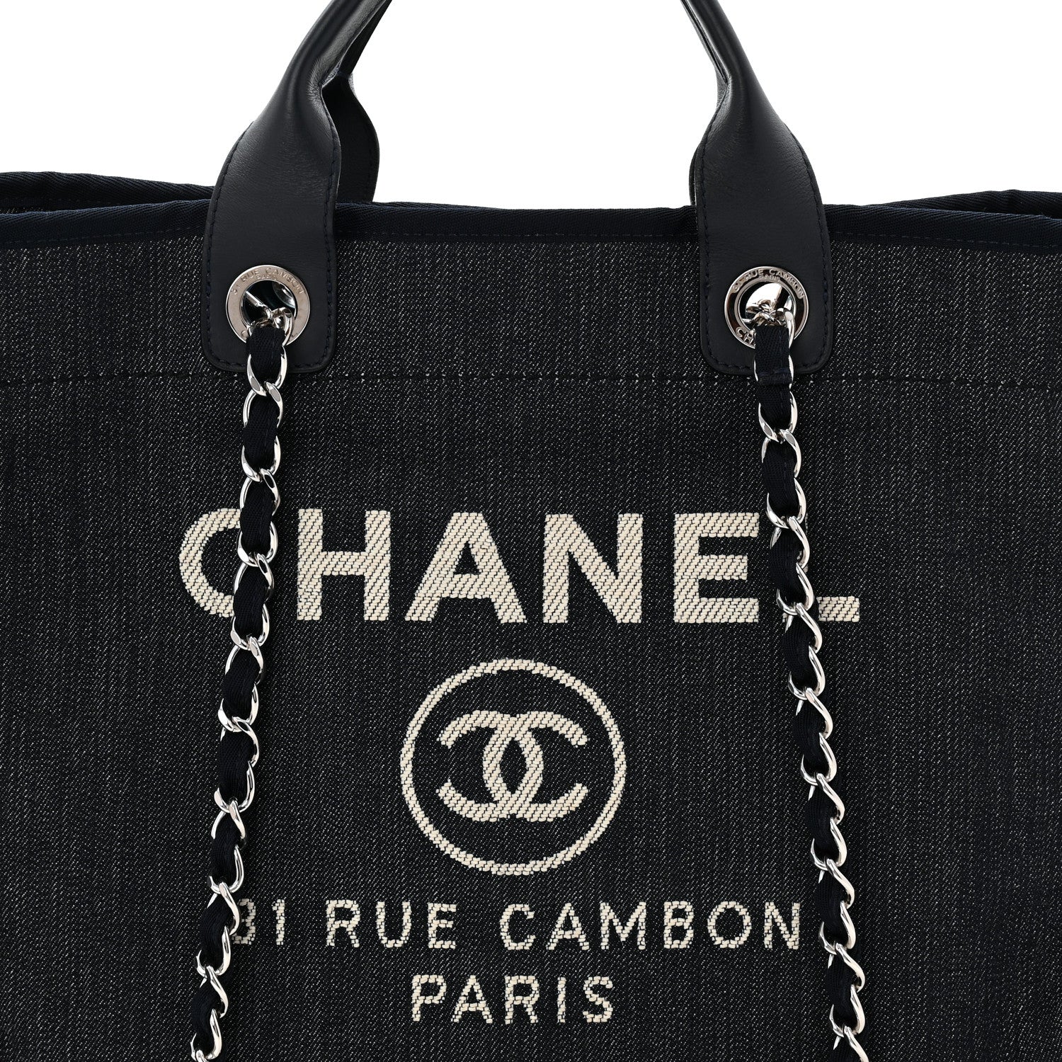 Chanel Denim Medium Deauville Tote Dark Blue 8 of 10