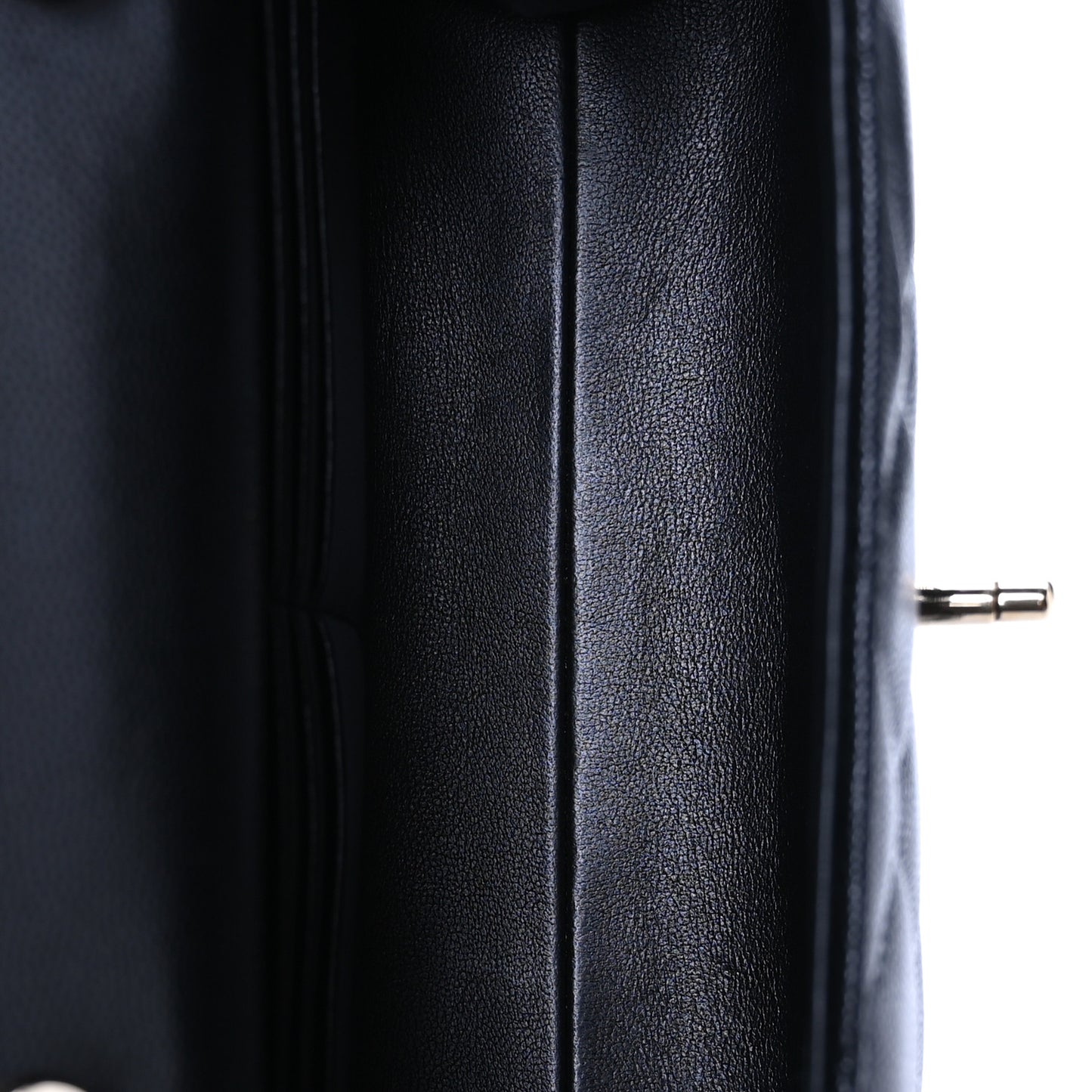 Caviar Quilted Retro Mini Twist Top Handle Clutch Flap Black