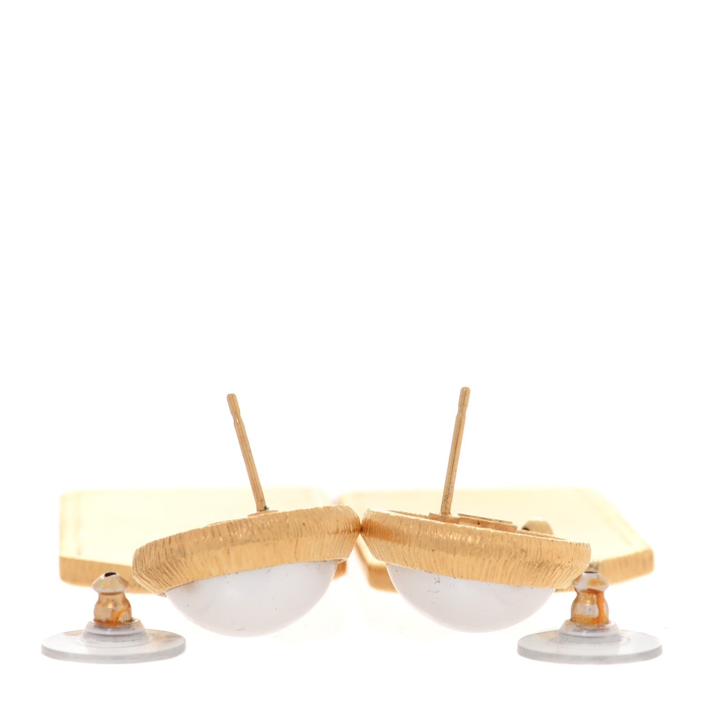 Pearl CC Tags Drop Earrings Gold