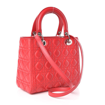 Christian Dior Lambskin Cannage Medium Lady Dior Red 3 of 10