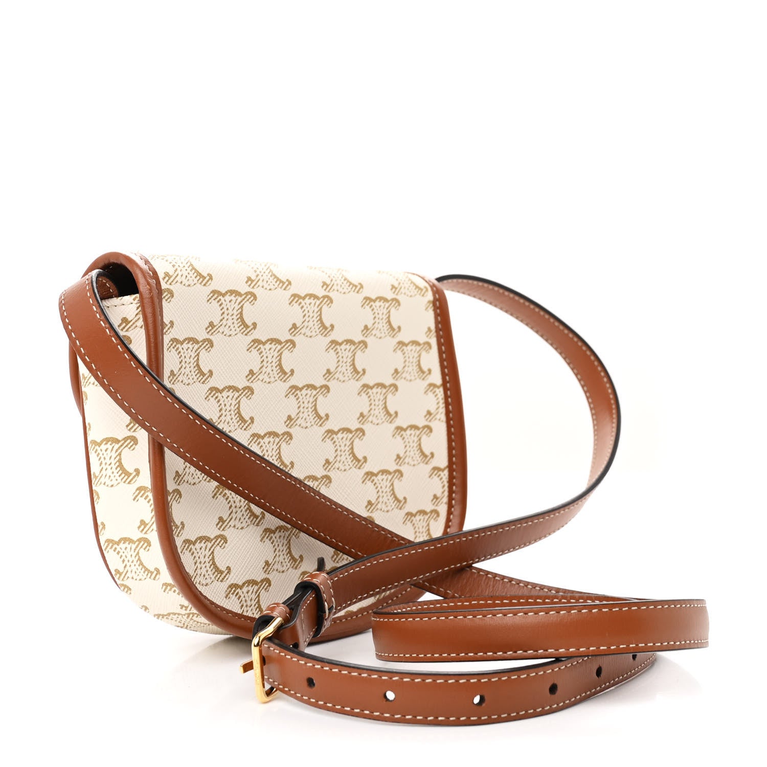Celine Triomphe Canvas Calfskin Mini Besace Bag White 3 of 10