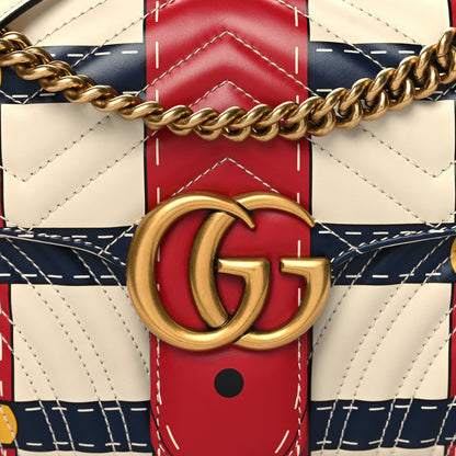 Gucci Calfskin Matelasse Trompe L'Oeil Print Small GG Marmont Shoulder Bag Mystic White Hibiscus Red Marine Giallo 8 of 10