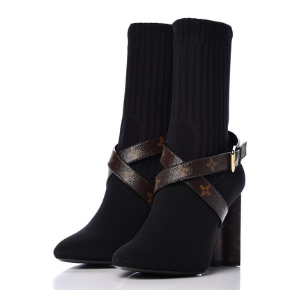 Louis Vuitton Monogram Stretch Fabric Silhouette Ankle Boots 40 Black 5 of 12