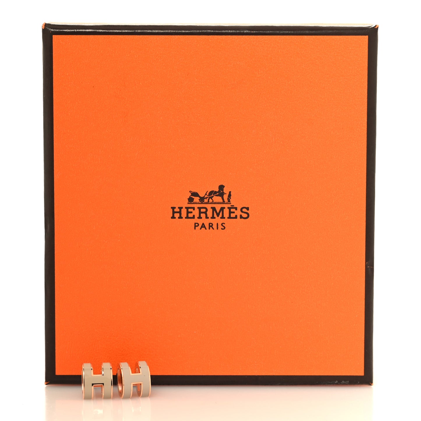 Rose Gold Lacquered Mini Pop H Earrings Marron Glace