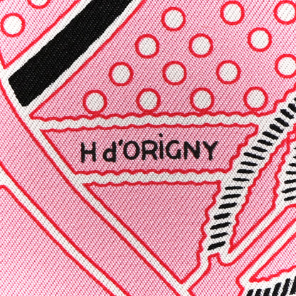 Hermes Silk Grand Manege Cut Bandana Love Scarf 70 Rouge Rose Black 4 of 4
