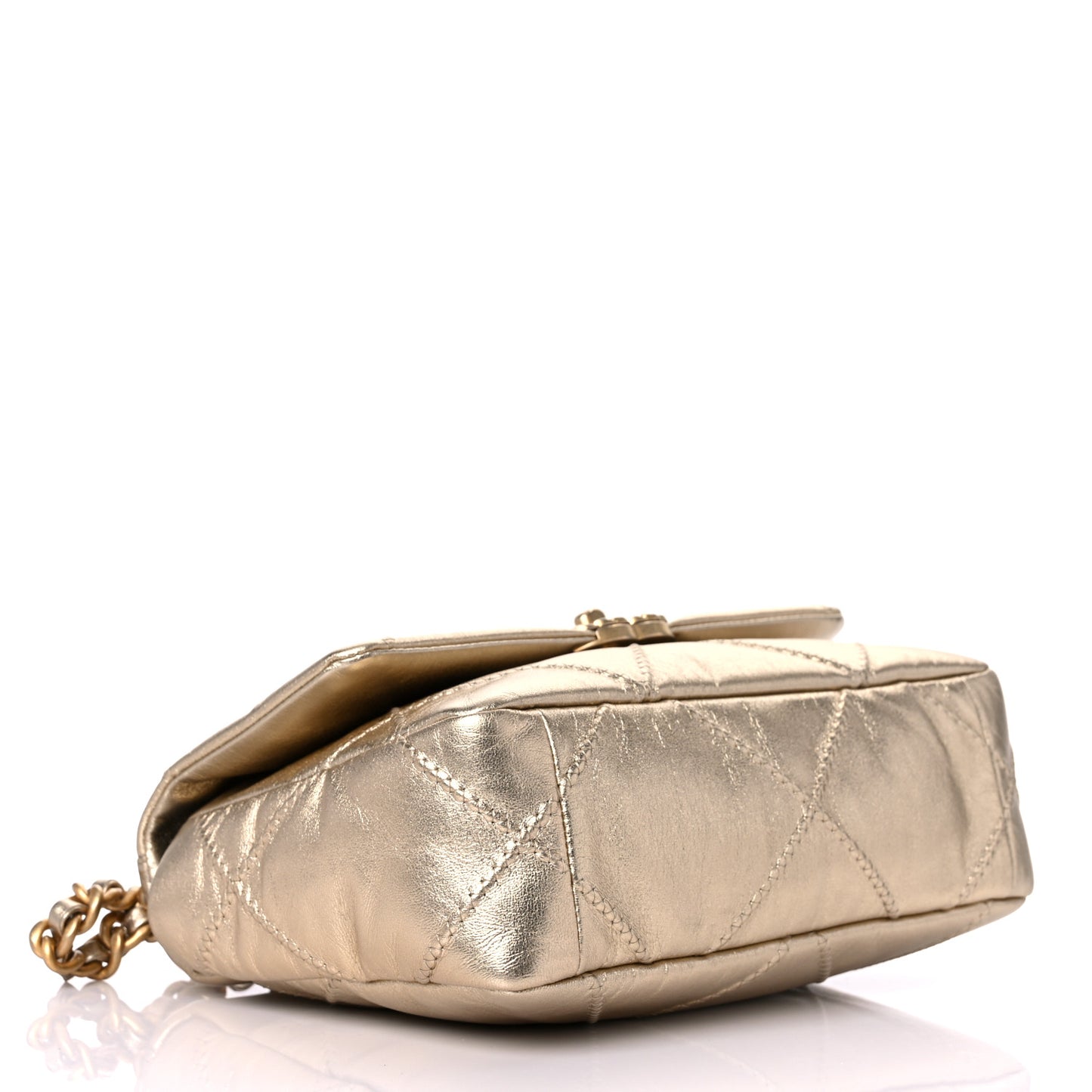 Metallic Lambskin Quilted Medium Chanel 19 Flap Gold