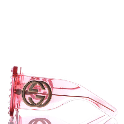 Gucci Acetate Crystal Oversize Sunglasses GG0145S Pink 3 of 7