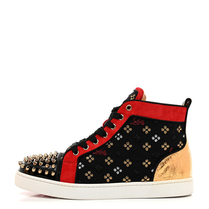 Christian Louboutin Patent Suede Calfskin Womens Spikes Orlato Flat Sneakers 39.5 Black Multicolor 1 of 9