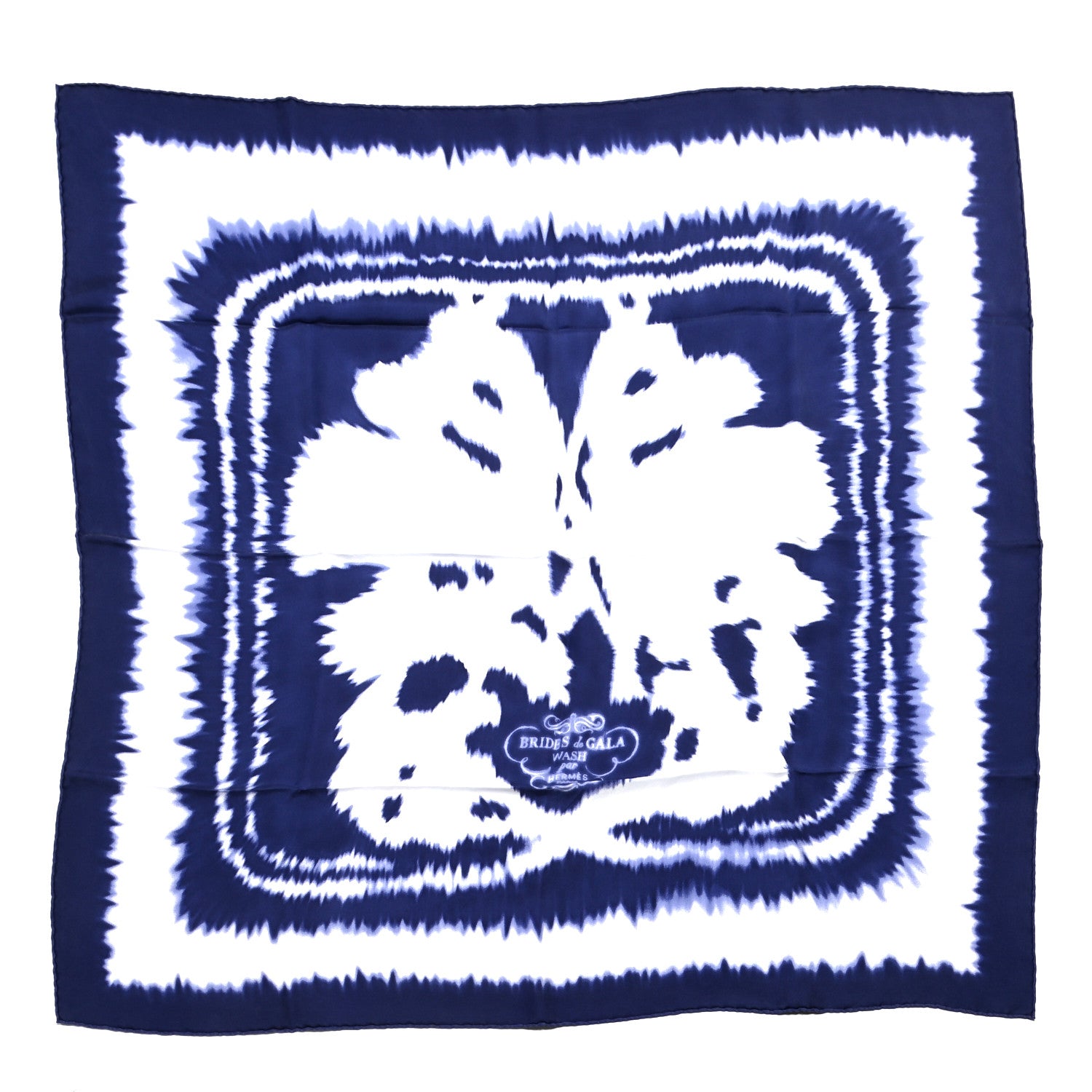 Hermes Silk Brides De Gala Wash Scarf 90 Marine White 1 of 4