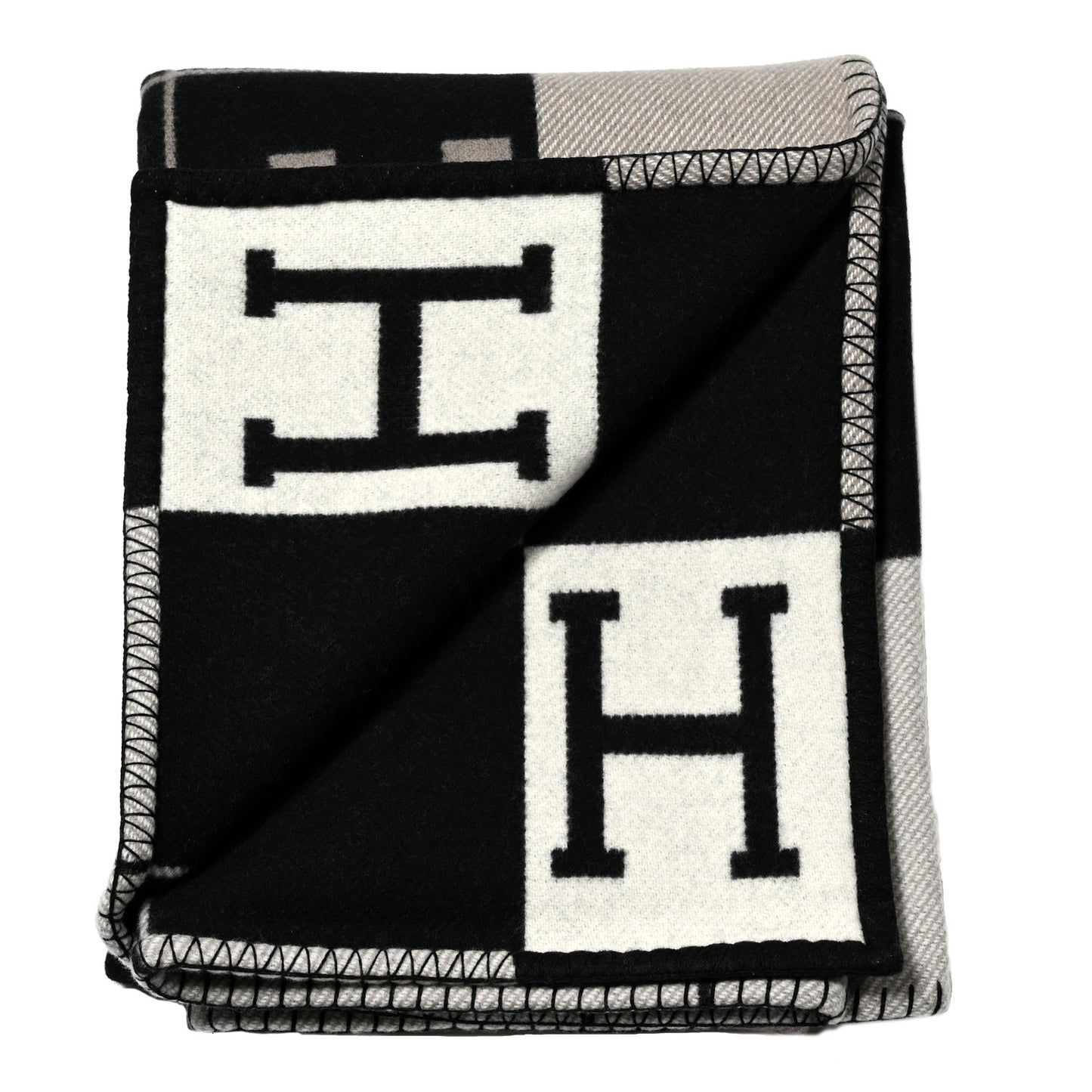 Wool Cashmere Avalon III Blanket Ecru Black