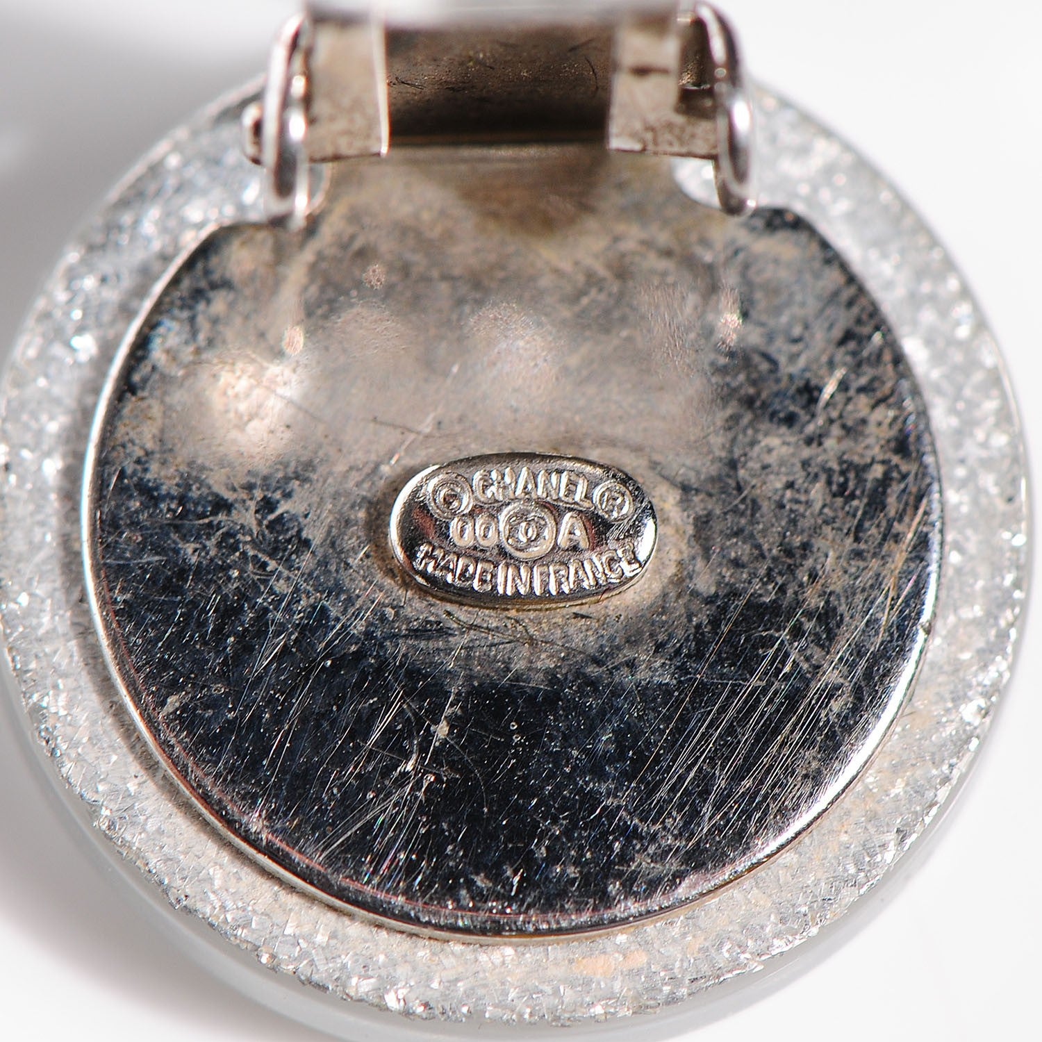 Chanel Translucent Resin Glitter CC Clip On Earrings Silver 5 of 5