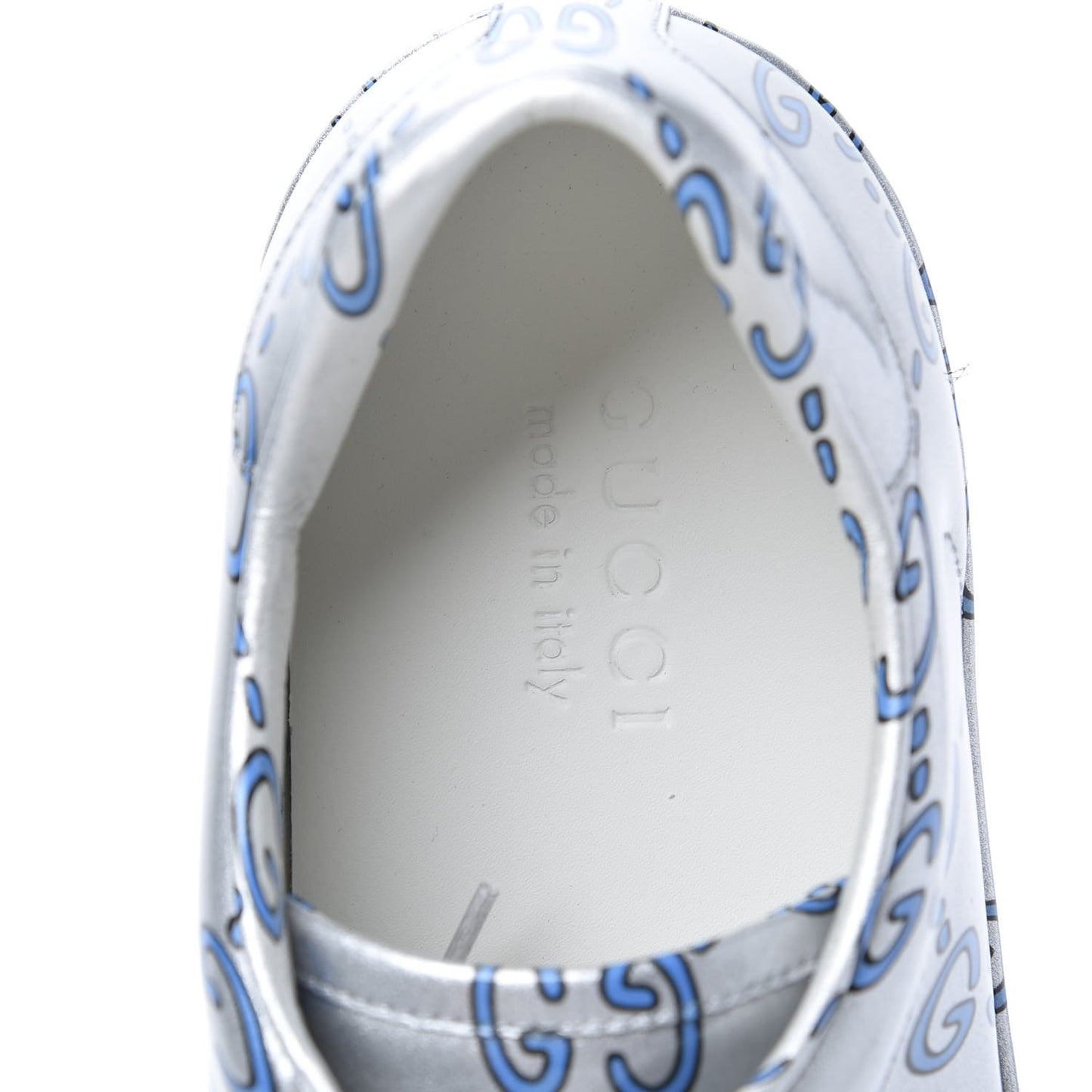 Miro Rubber Wax GucciGhost Print Mens New Ace Sneakers 8.5 Silver