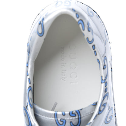 Gucci Miro Rubber Wax GucciGhost Print Mens New Ace Sneakers 8.5 Silver 8 of 9