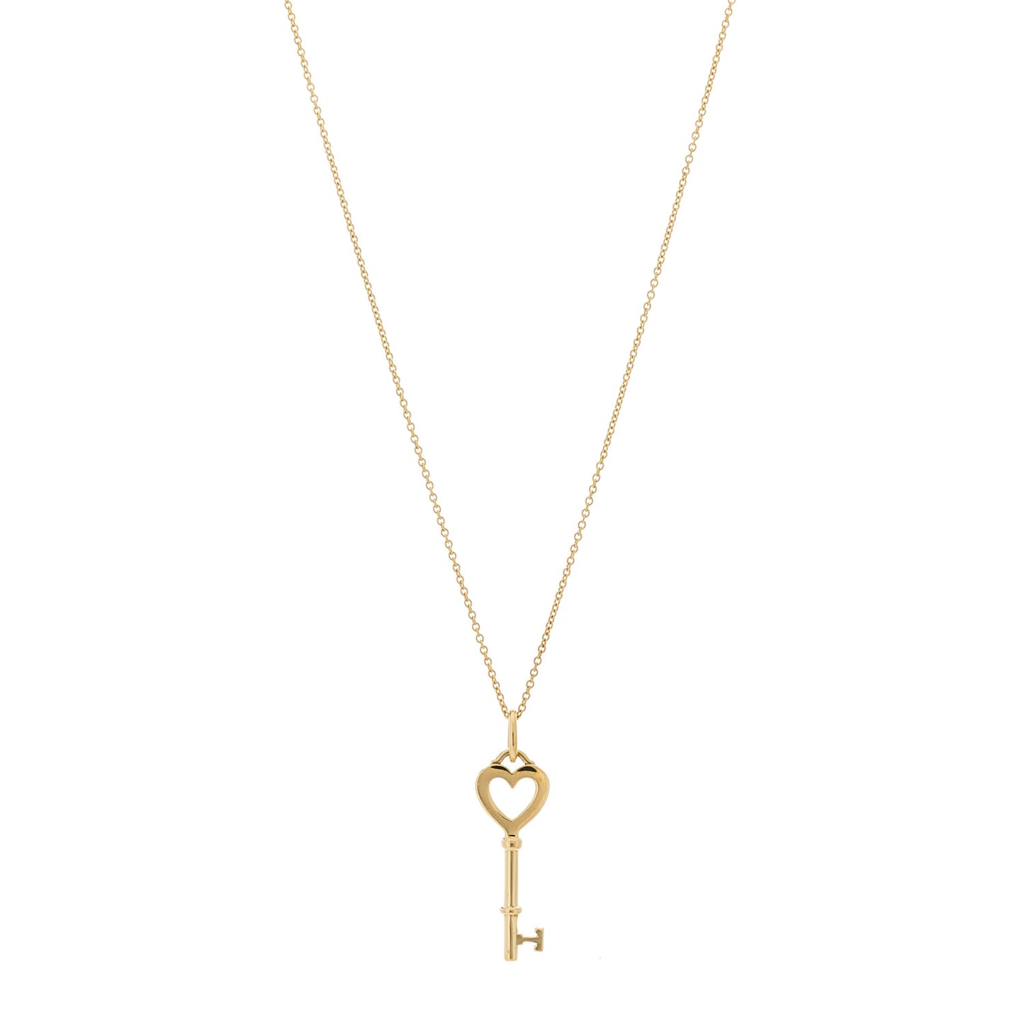 18K Yellow Gold Mini Heart Key Pendant Necklace
