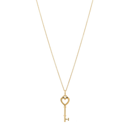Tiffany 18K Yellow Gold Mini Heart Key Pendant Necklace 1 of 7