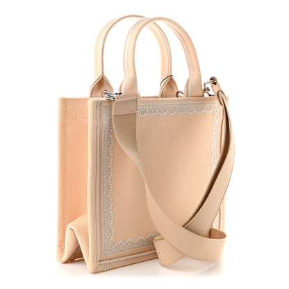 Christian Dior Oblique Embroidered Lace Dior Madame Bovary Small Book Tote With Strap Beige Red 3 of 11