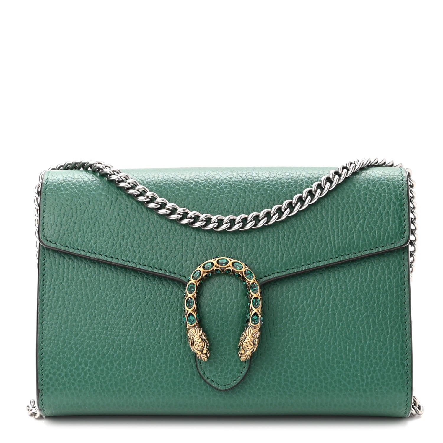 Gucci Calfskin Mini Dionysus Chain Wallet Emerald 1 of 10