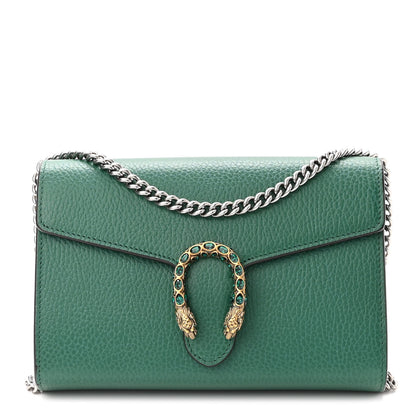 Gucci Calfskin Mini Dionysus Chain Wallet Emerald 1 of 10