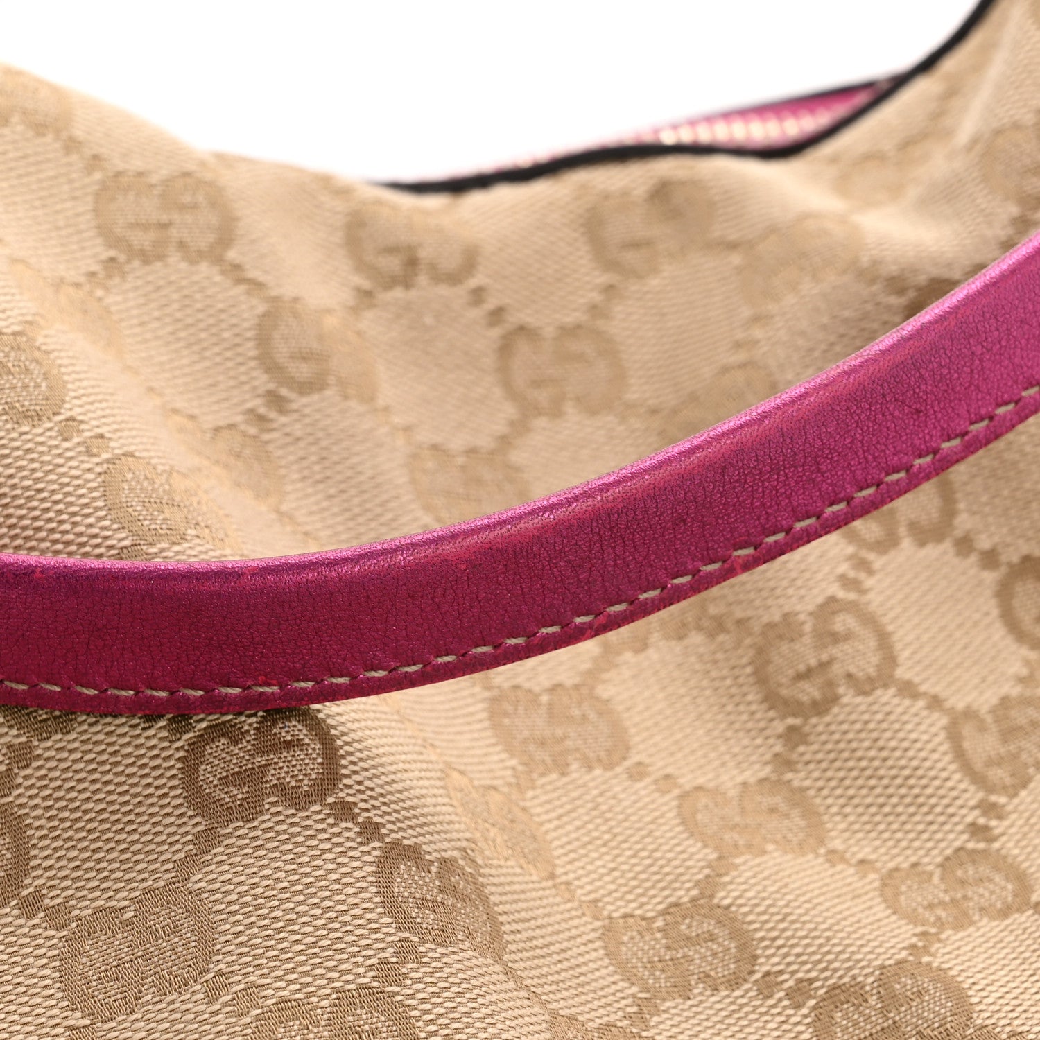 Gucci Metallic Calfskin Monogram Small New Britt Hobo Pink 14 of 15