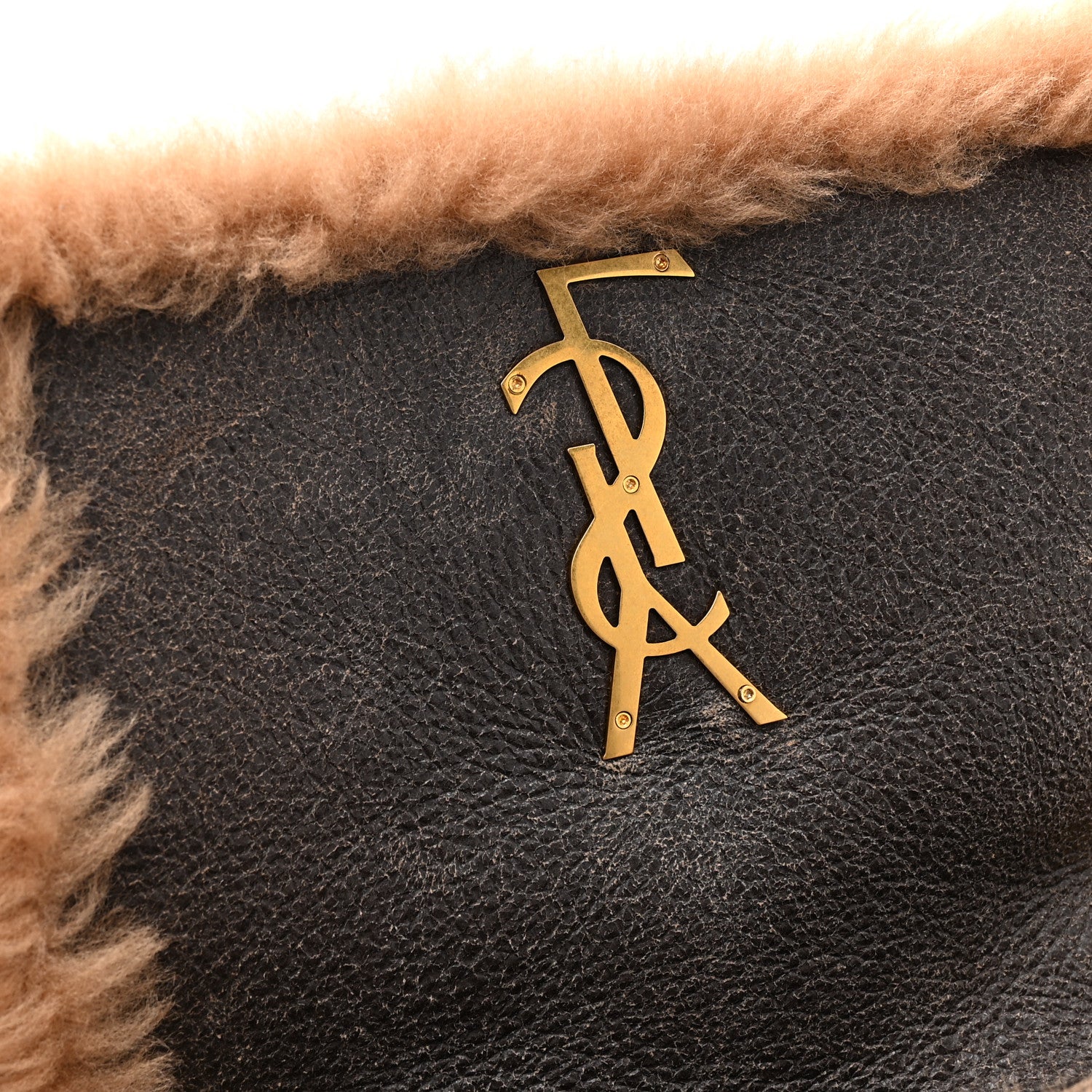 Saint Laurent Shearling Calfskin Small Reversible Monogram Kate Satchel Ecru Dark Brown 11 of 11