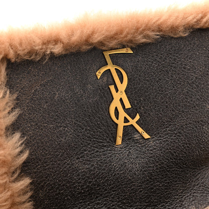Saint Laurent Shearling Calfskin Small Reversible Monogram Kate Satchel Ecru Dark Brown 11 of 11