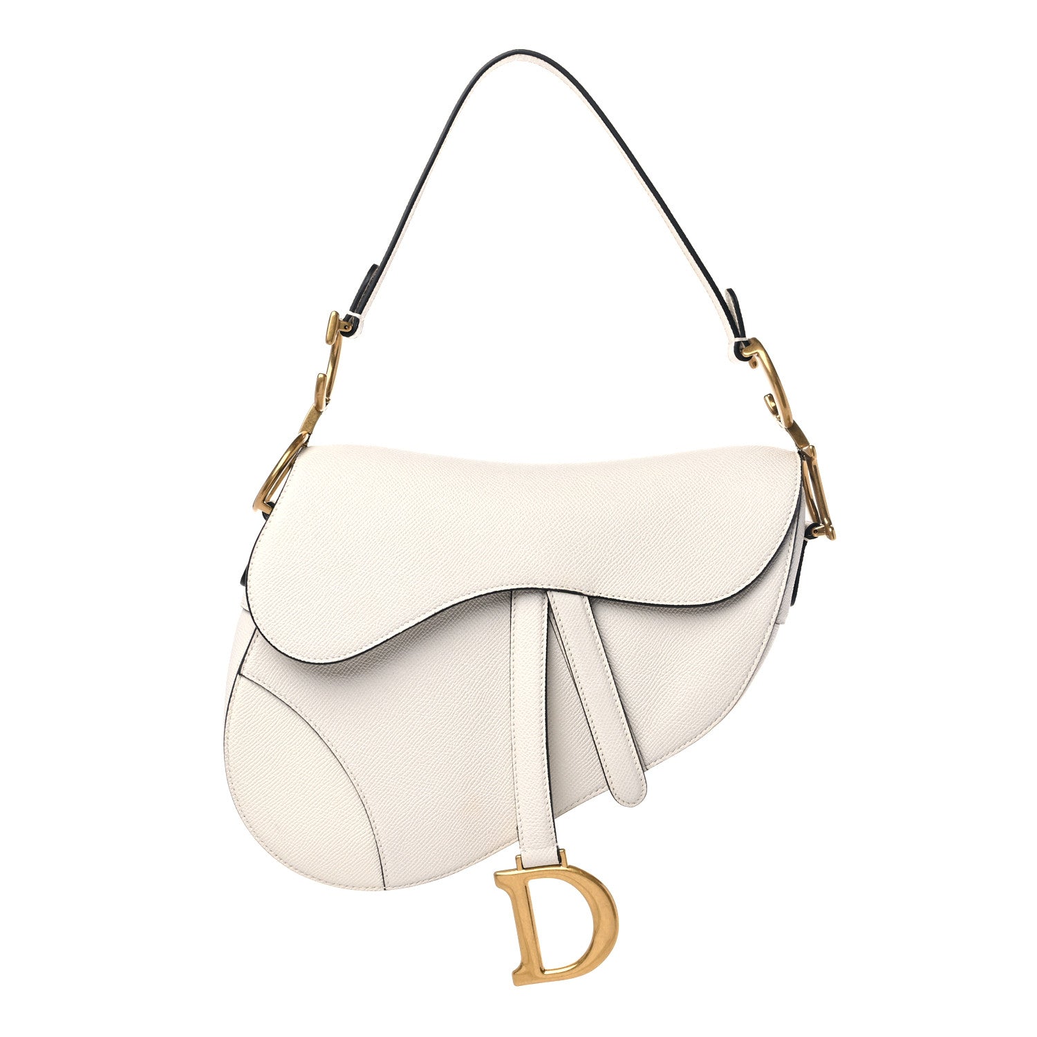 Christian Dior Grained Calfskin Saddle Bag White 1 of 9
